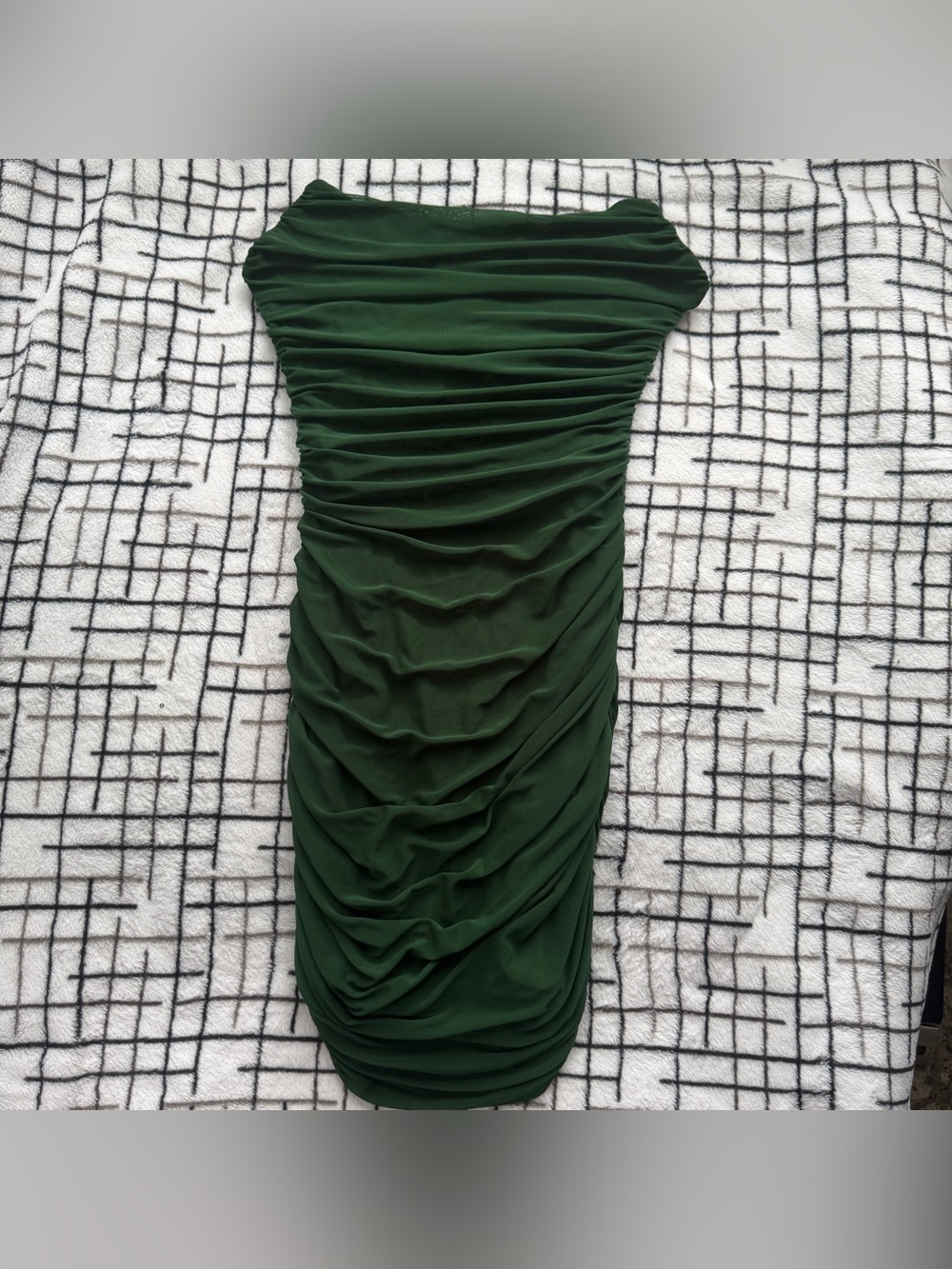 Tic Toc Emerald Green Mesh Ruched Strapless Mini Dress S